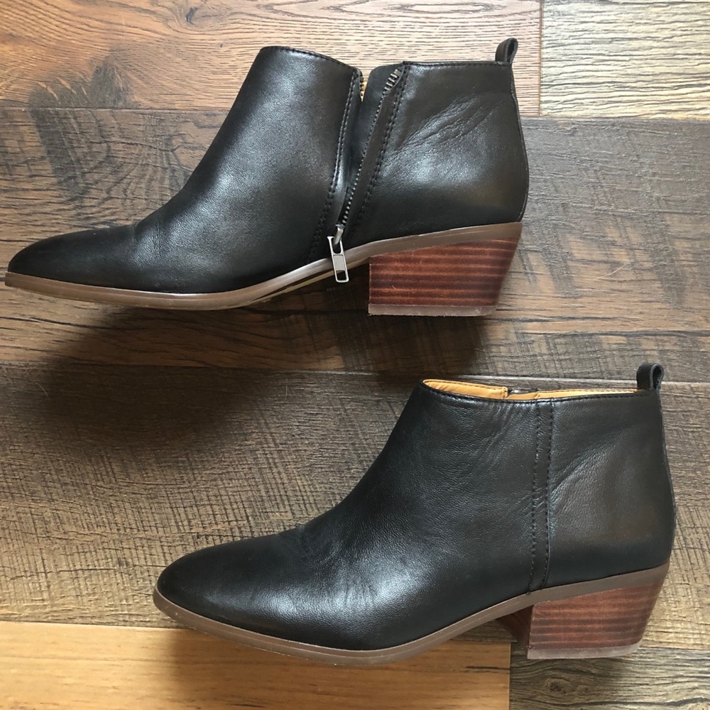 J. Crew black leather ankle boots